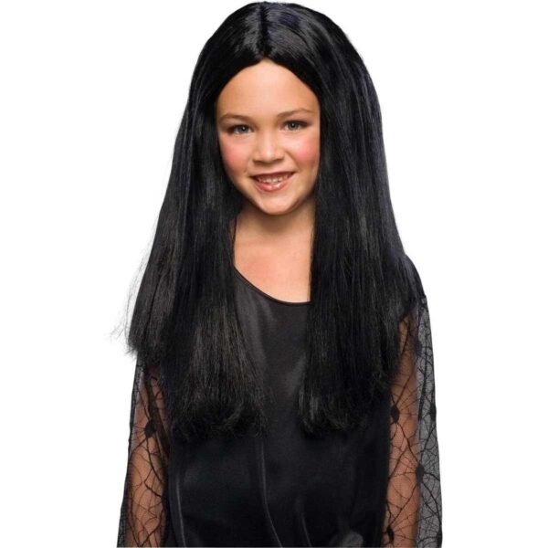 Rubies Morticia Wig Kids/Children Long Straight Hair - Black