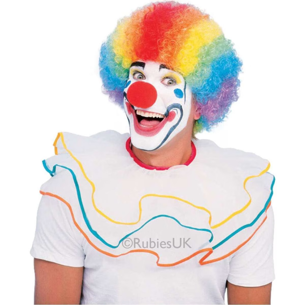Rubies Clown Afro Short Rainbow Wig Adult Dress Up Curly Hair Accessory