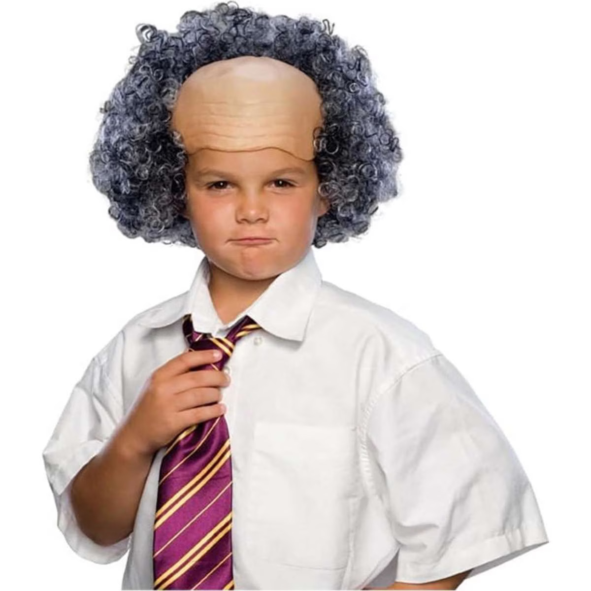 Rubies Bald Afro Wig w/ Curly Grey Sides Kids/Children Dress Up Accessory