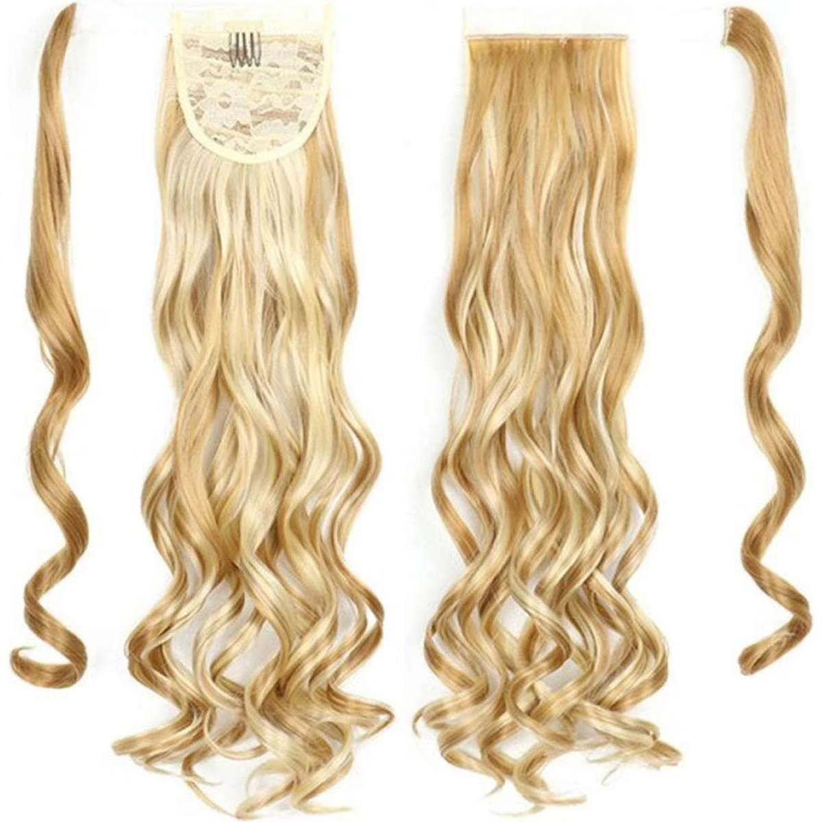 TODO 22" Medium Blonde Hair Extension Quality Synthetic Hair Ponytail Curly Wavy