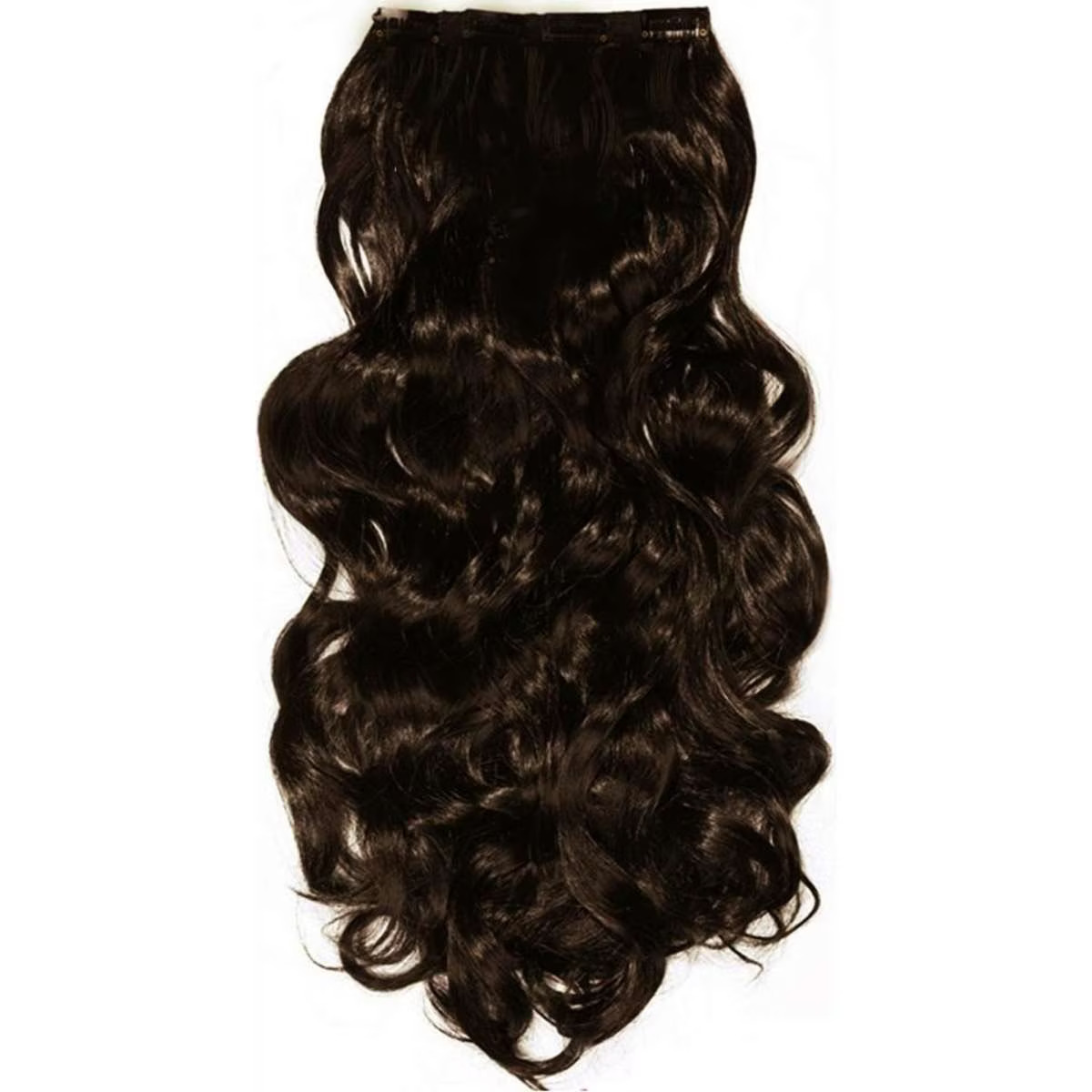 TODO 24" Wavy High Grade Synthetic Hair Extension Dark Brown 7Piece 16Clips 02