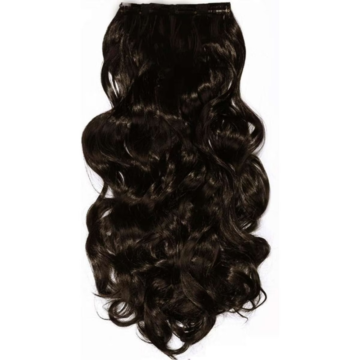 1074328745 TODO 24" Wavy Curly High Synthetic Hair Extension Medium Brown 7Piece 16Clips 01