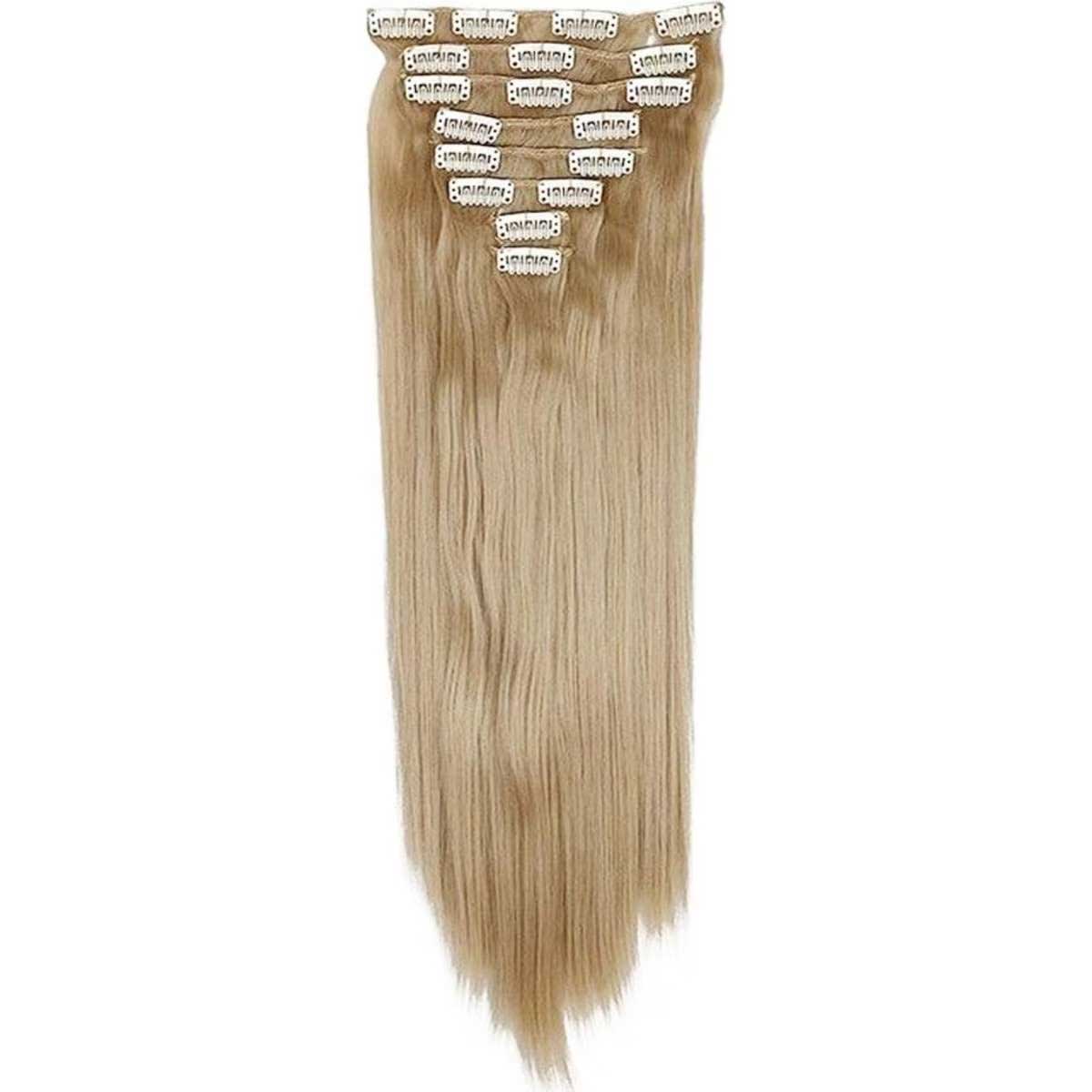 1074328753 TODO Single Colour High Grade Dark Blonde Synthetic Hair 7Piece 16Clips 22" Straight