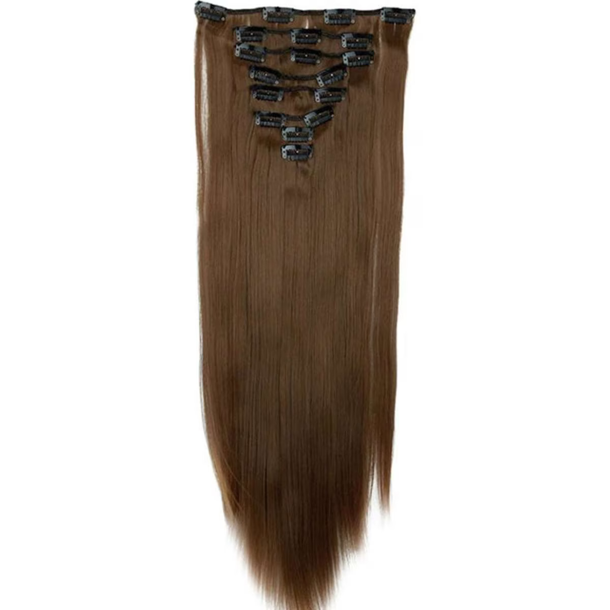 1074328754 TODO High Grade Light Brown Synthetic Hair 7Piece 16Clips 22" Straight Clip On