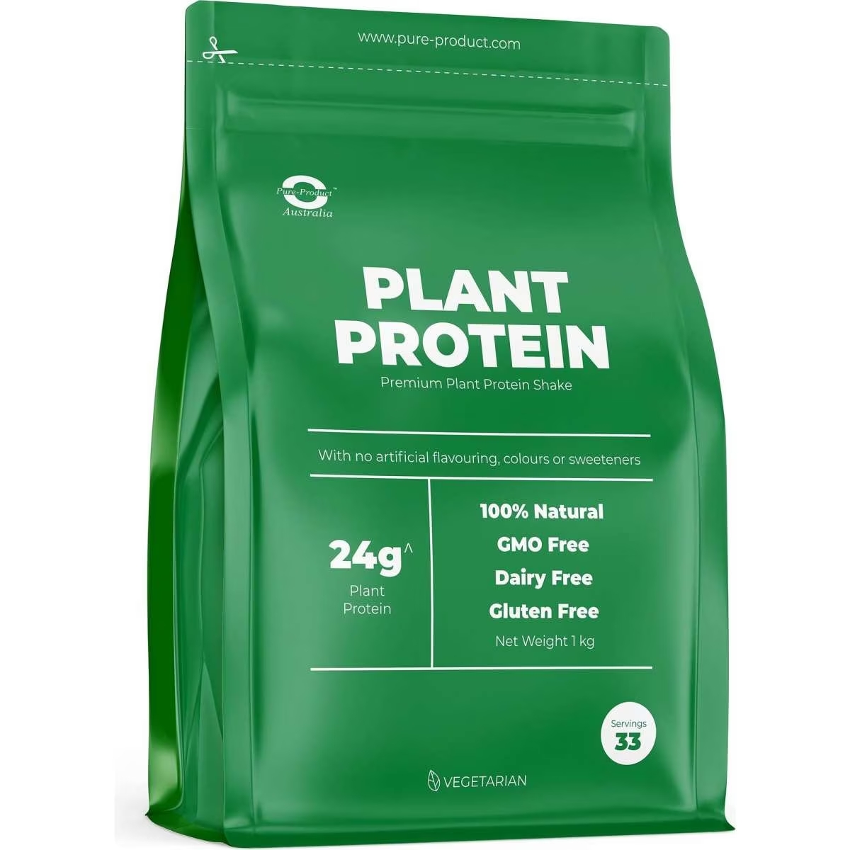 1074433159 Pure Product Australia Plant Protein Isolate 1kg Chocolate No Shaker Glass