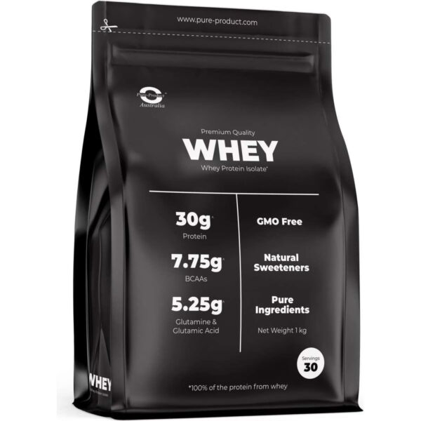 Pure Product Australia Whey Protein Isolate 1kg Cookies & Cream No Shaker Glass