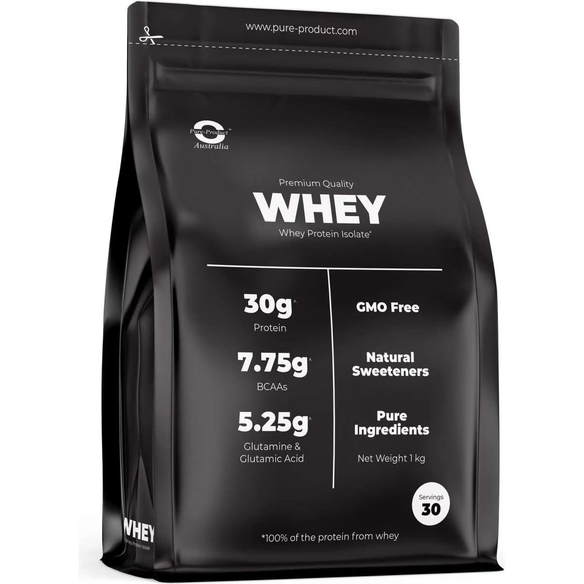 1074433398 Pure Product Australia Whey Protein Isolate 1kg Cookies & Cream No Shaker Glass