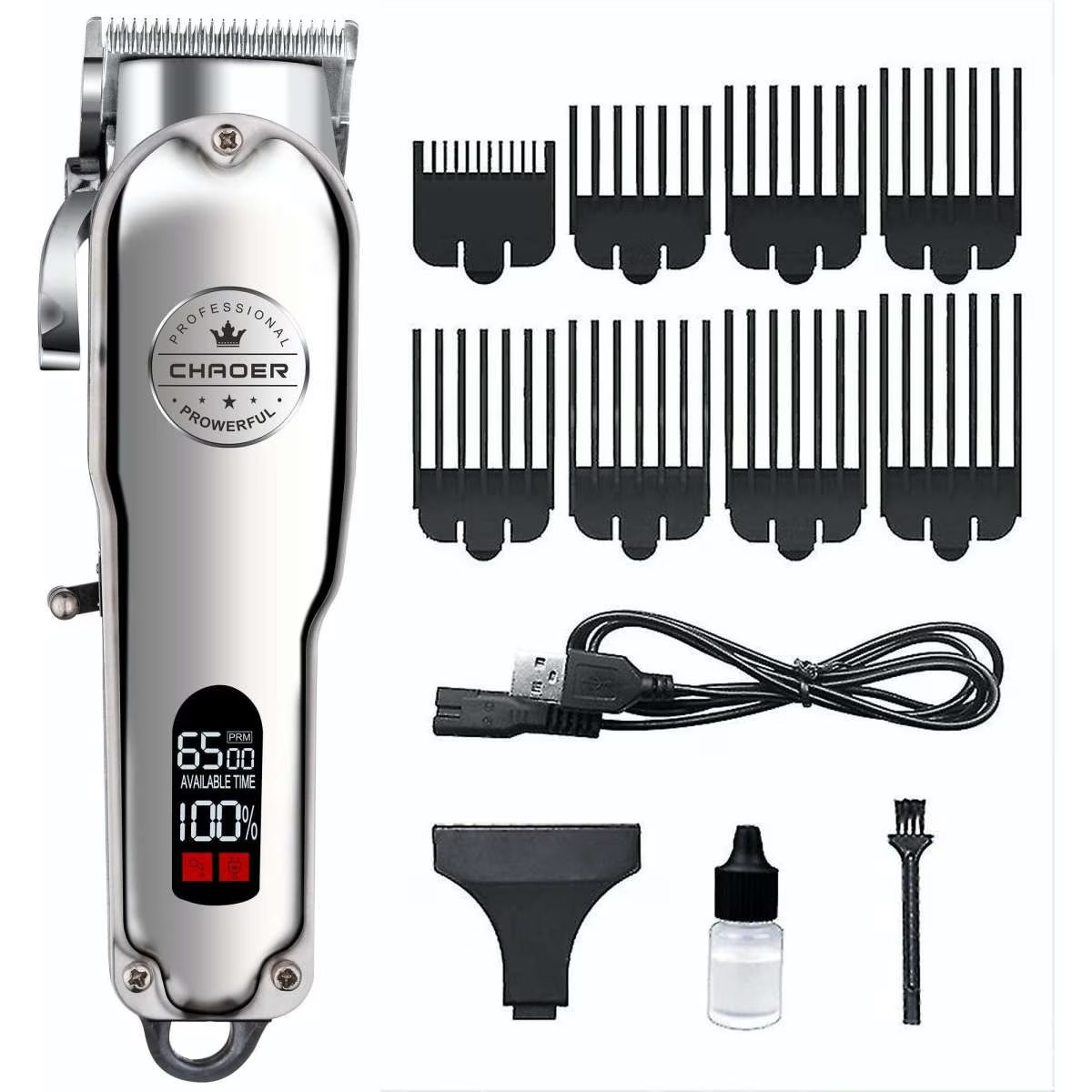 TODO Cordless Hair Clipper Beard Trimmer 3.7V 2000mAh Stainless Steel Blade USB Charge