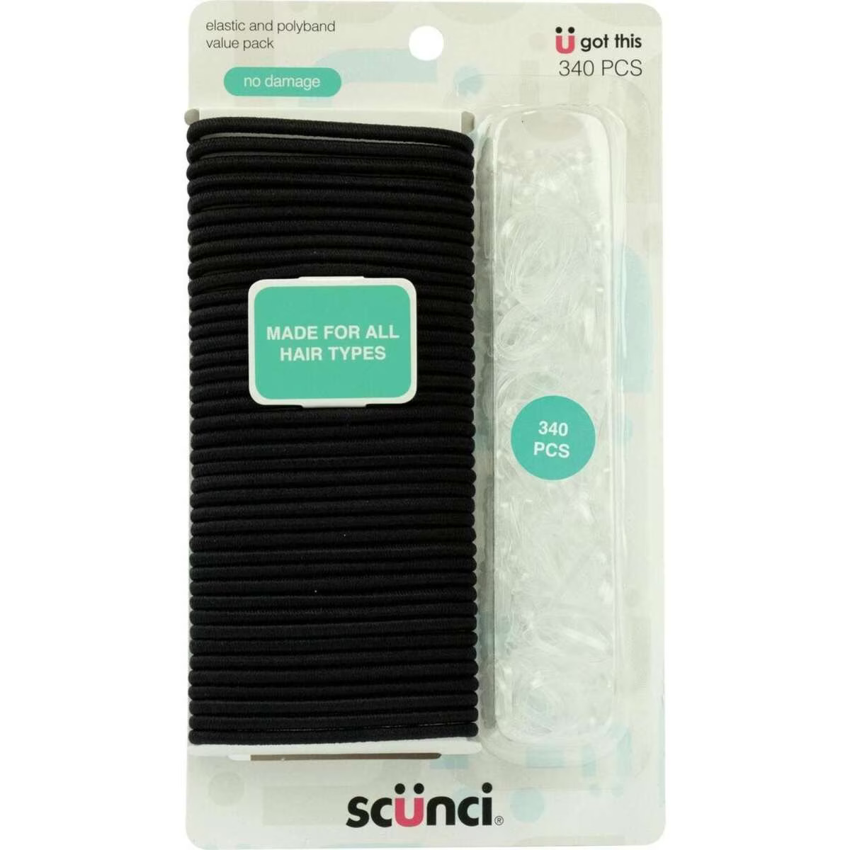 Scunci Elastic & Poly Band Black 340 Pack