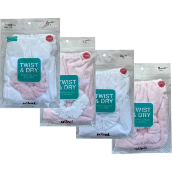 Scunci Twist & Dry Scrunchie & Hair Turban - Designs may vary