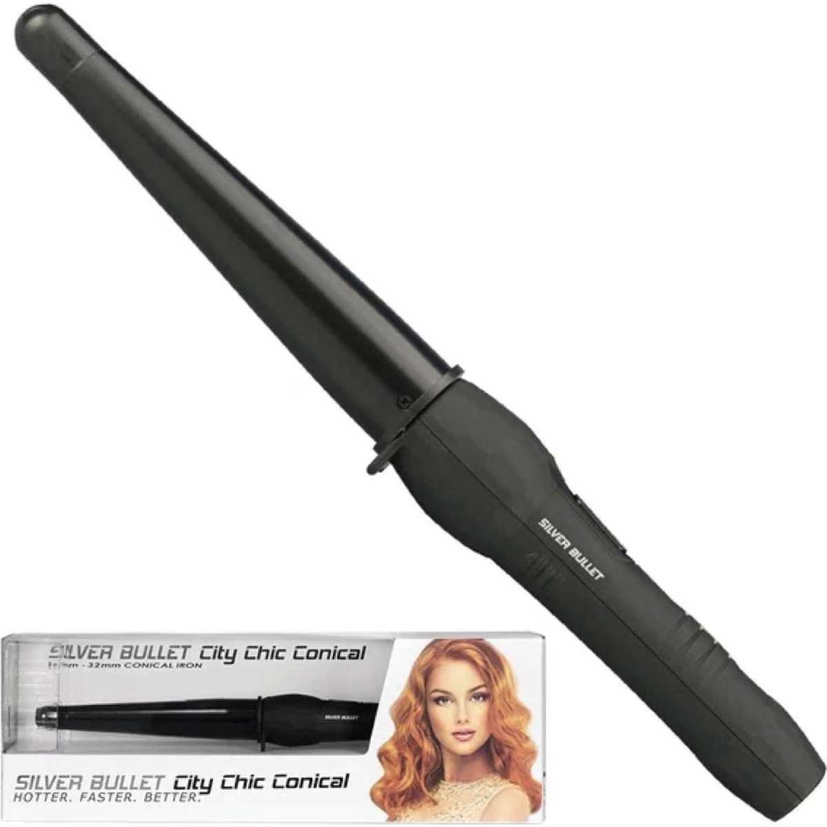 1074711360 Silver Bullet Silver Bullet City Chic Ceramic Conical Iron 19mm-32mm Large Hair Curling Wand