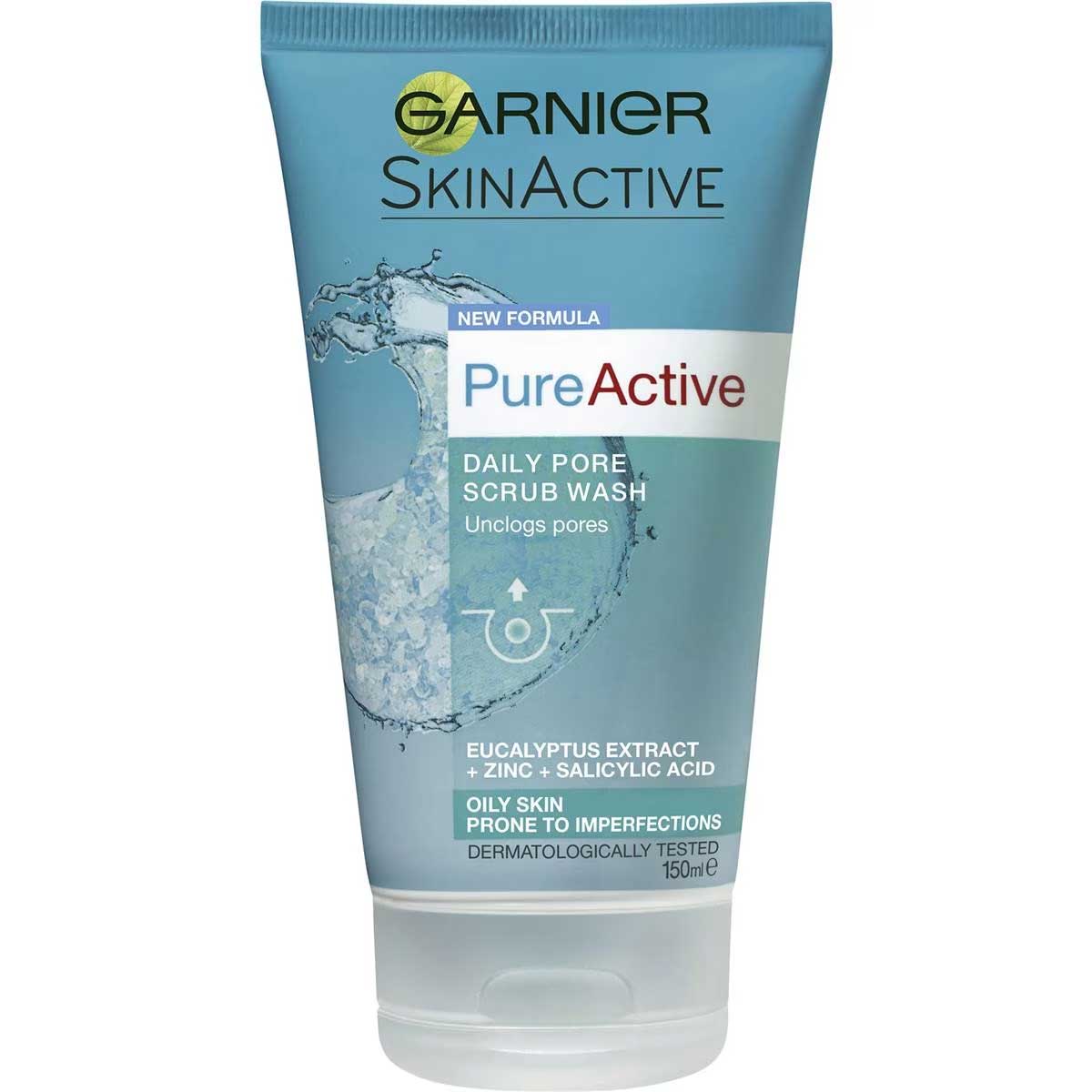 159458 Garnier Pure Active Anti Acne Daily Pore Scrub Wash 150ml