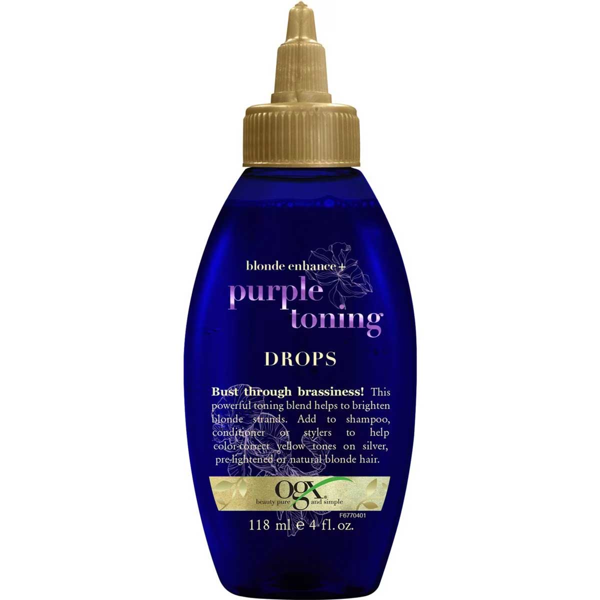 Ogx Purple Toning Drops For Blonde Coloured Hair 118ml