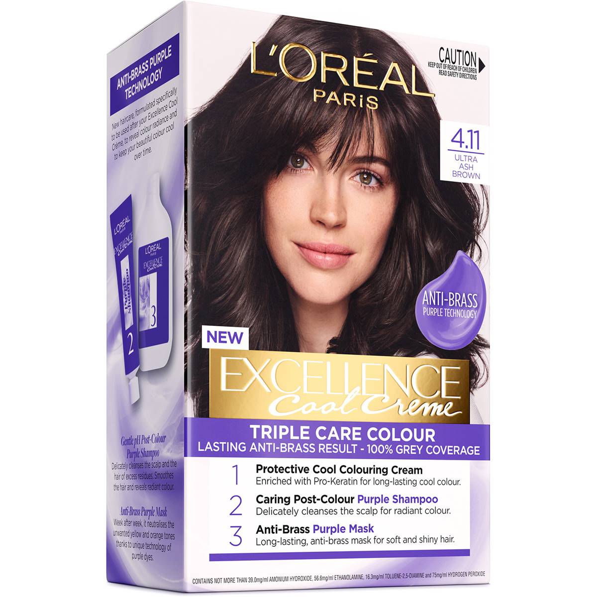 L'oreal Excellence Cool Crème 4.11 Ultra Ash Brown Hair Colour Each