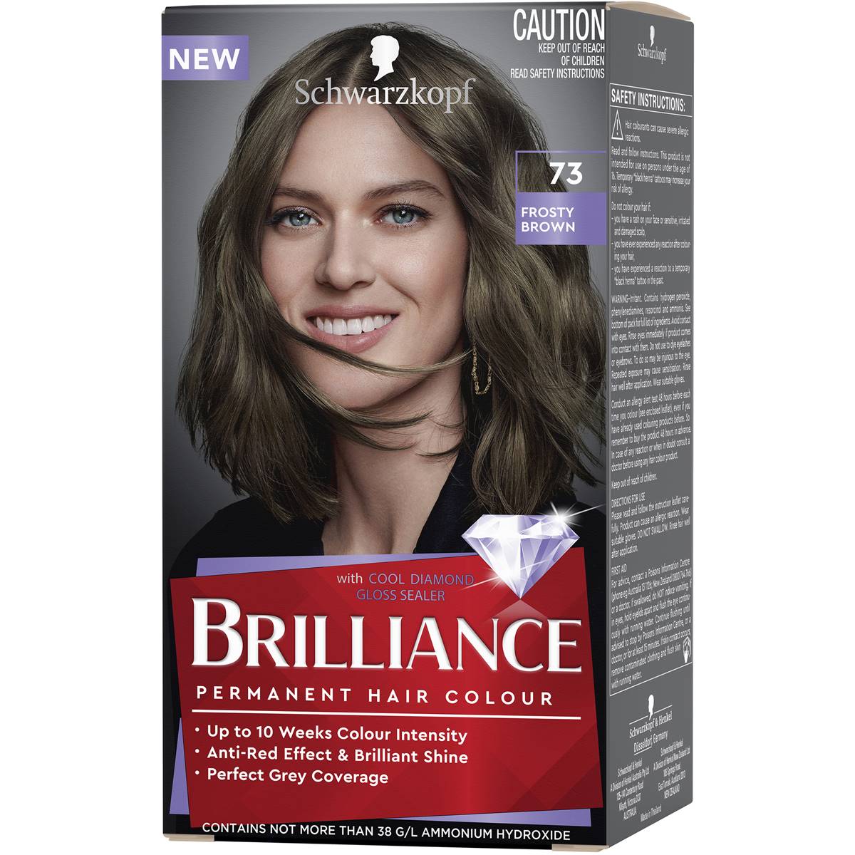 224781 Schwarzkopf Brilliance 73 Frosty Brown Permanent Colour Each