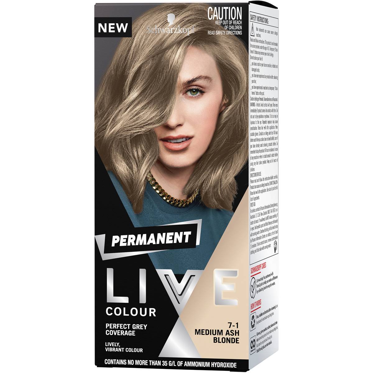 Schwarzkopf Live Colour 7.1 Medium Ash Blonde Permanent Each