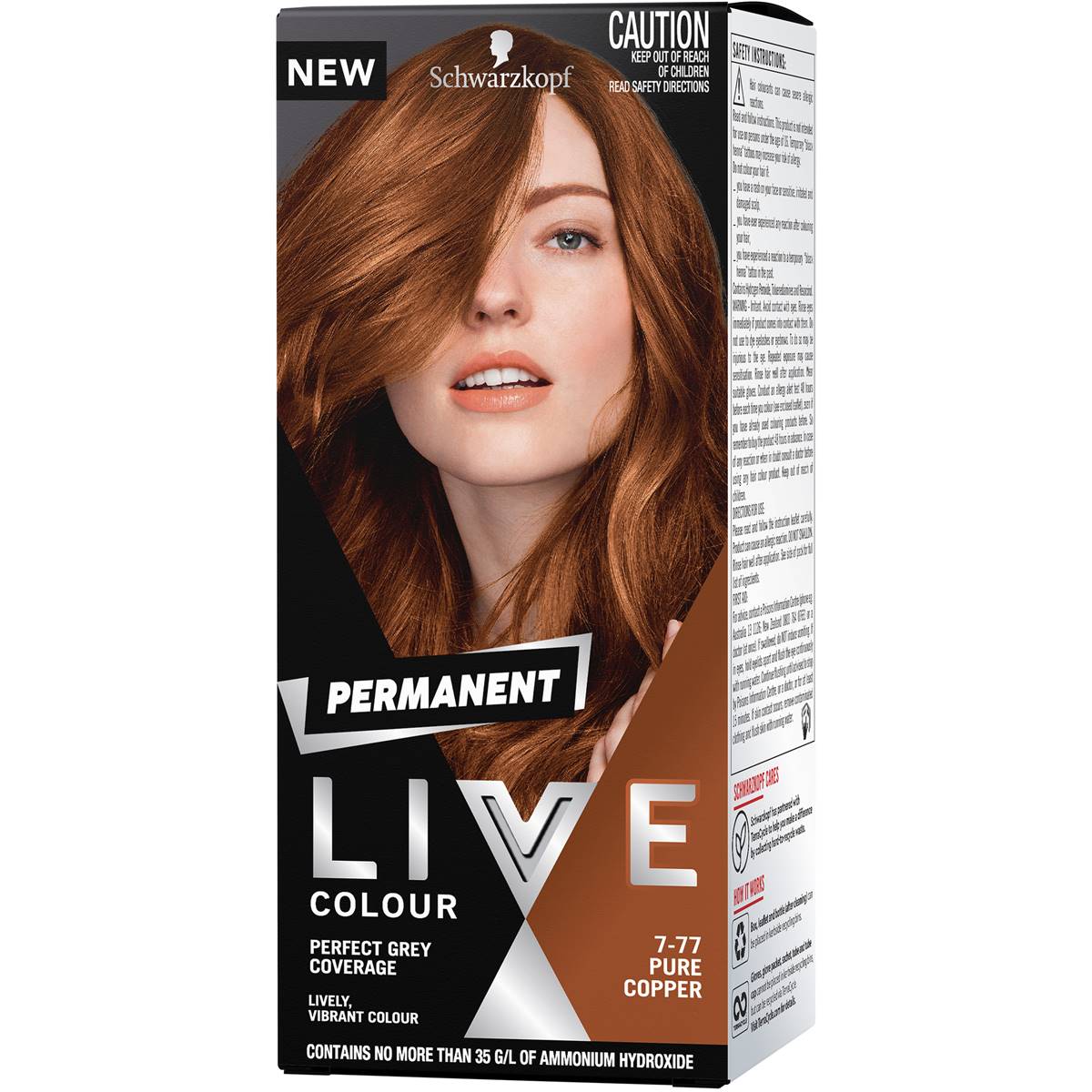 Schwarzkopf Live Colour Permanent Hair Colour 7.77 Pure Copper Each