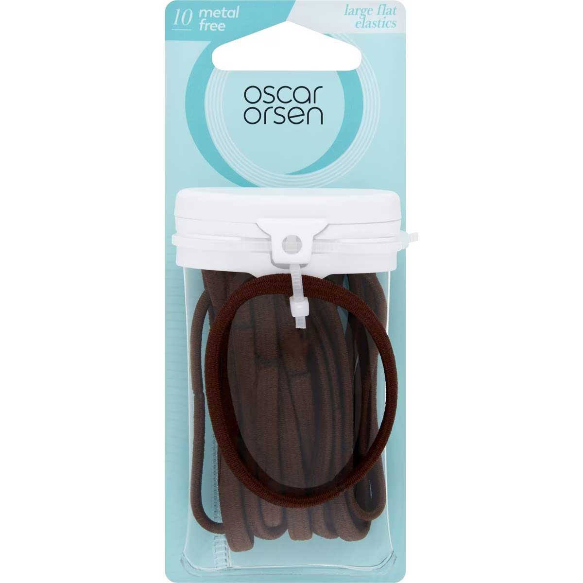 Oscar Orsen Large Flat Hair Elastics Brown 10 Pack