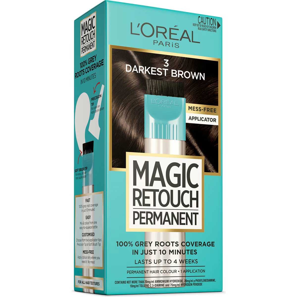 L'oreal Paris Magic Retouch Permanent Hair Colour 3 Darkest Brown Each