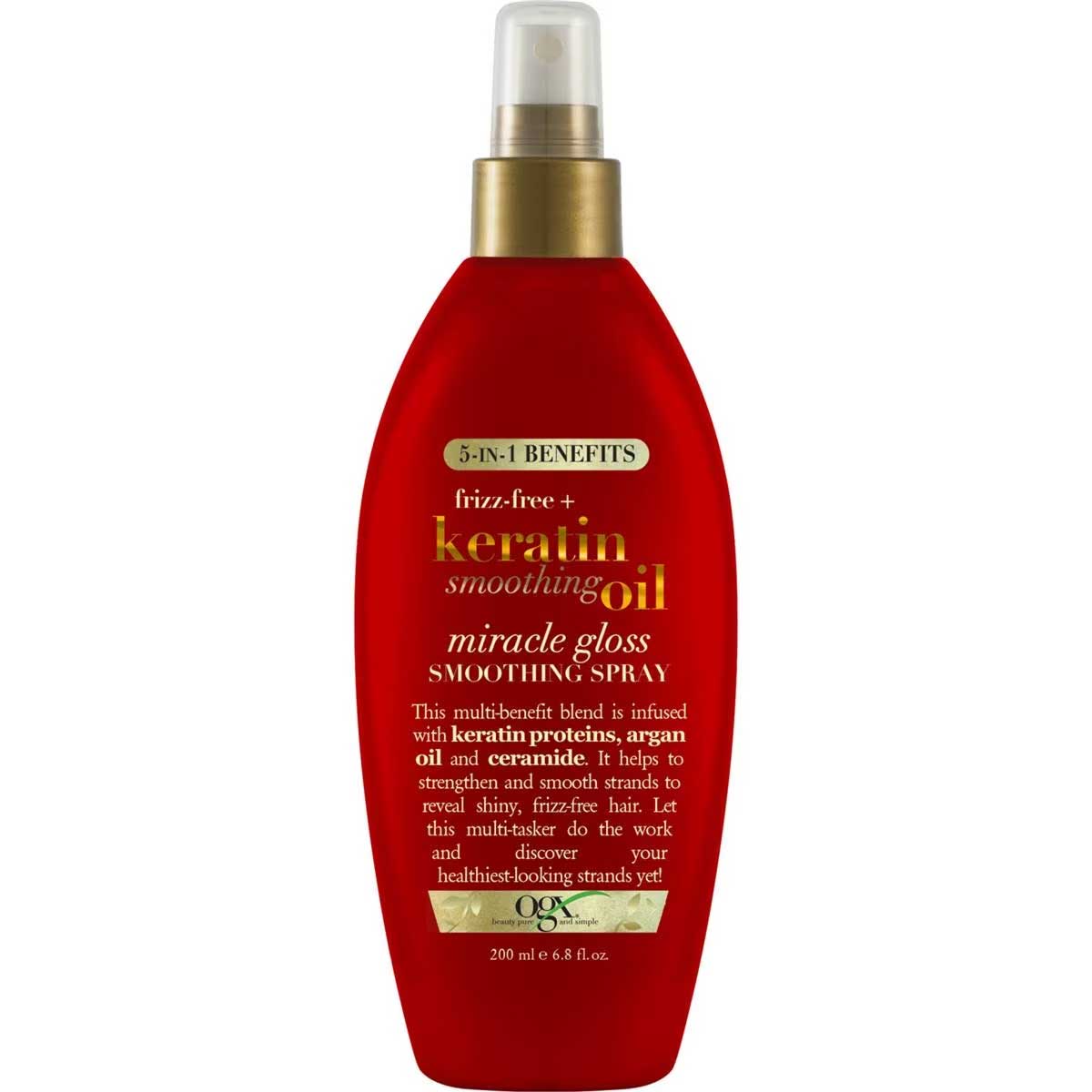 Ogx Keratin Smoothing Oil Gloss Hair Spray For Frizzy Hair 200ml