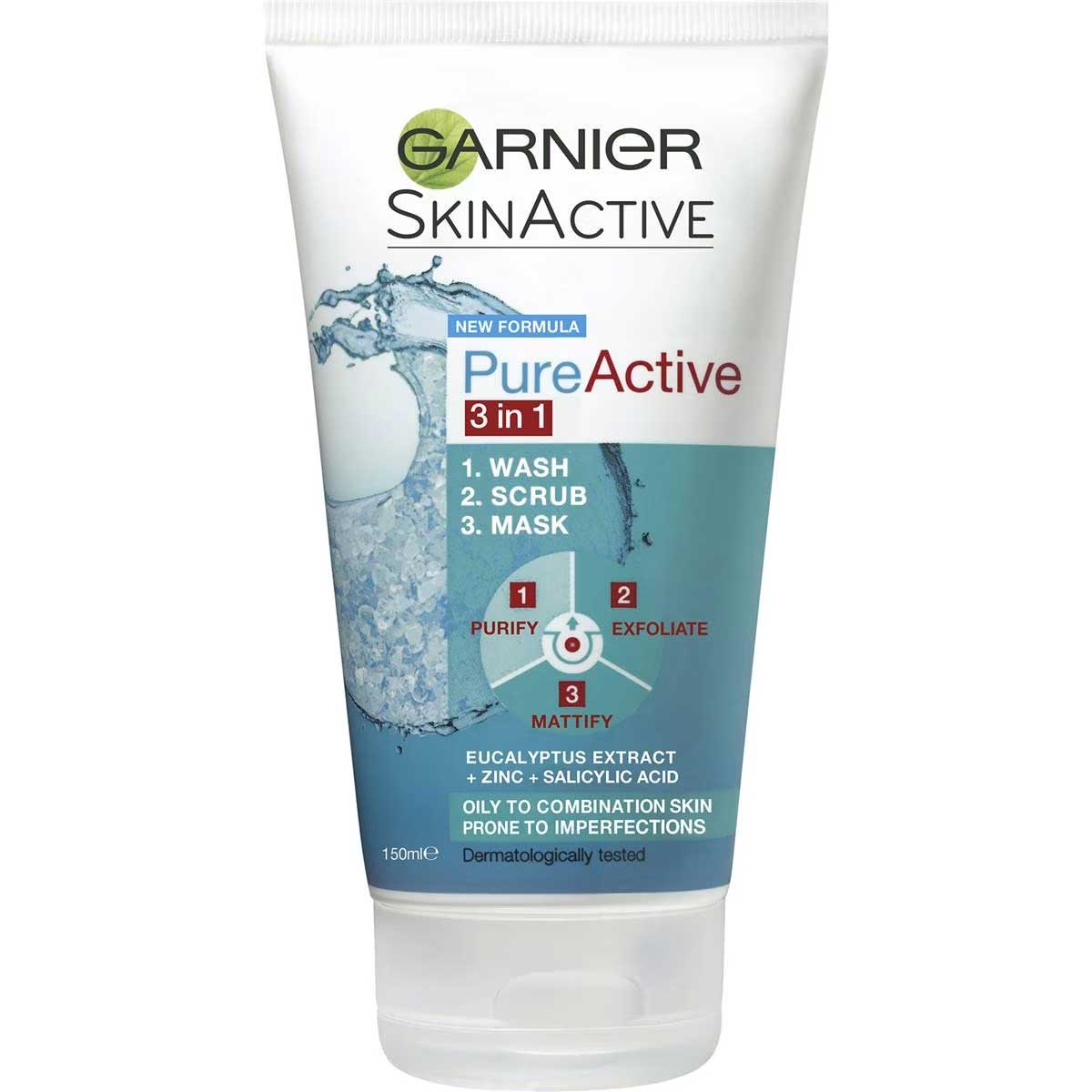 Garnier Pure Active Anti Acne 3 In 1 Wash, Scrub & Mask 150ml