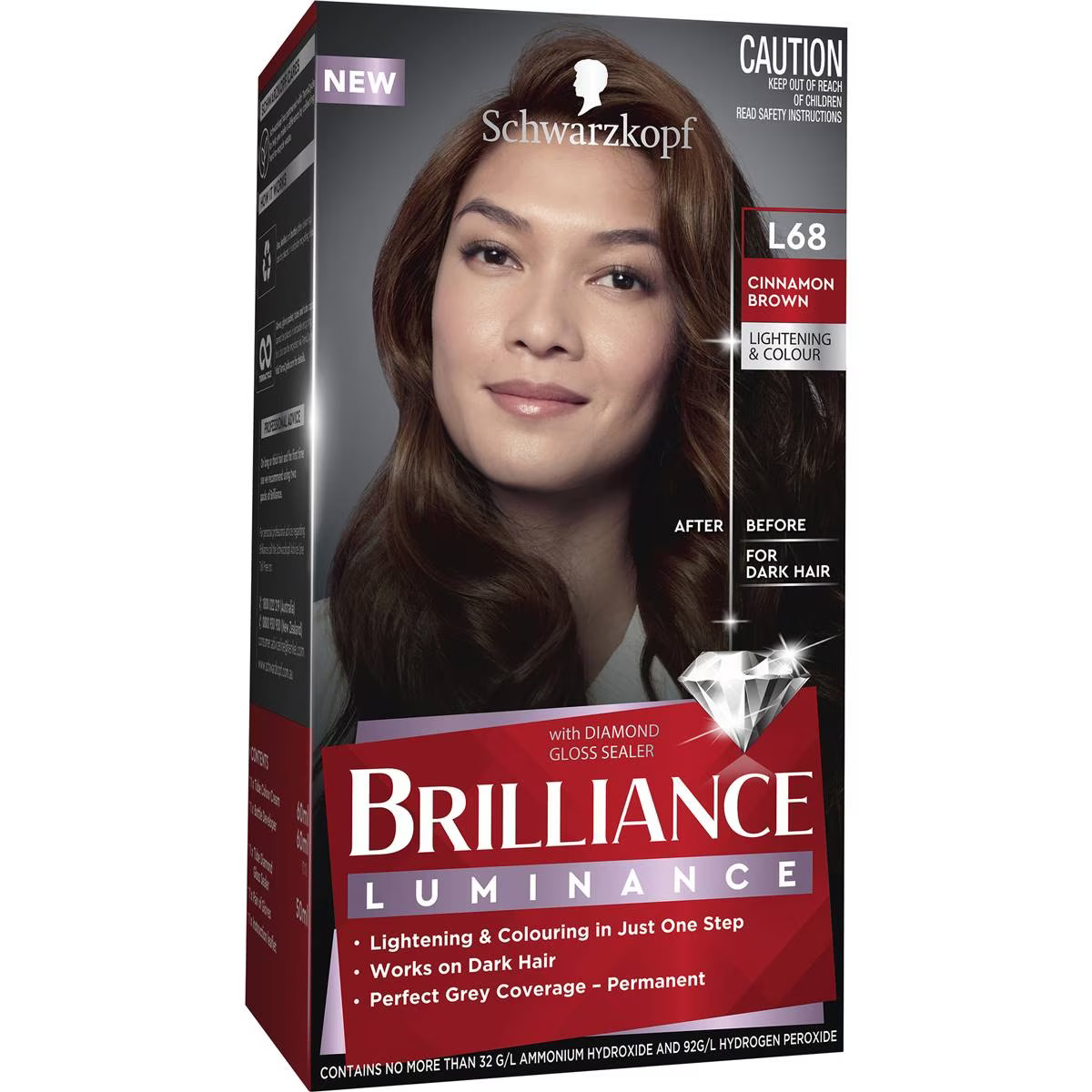 316598 Schwarzkopf Brilliance Permanent Hair Colour L68 Cinnamon Brown Each