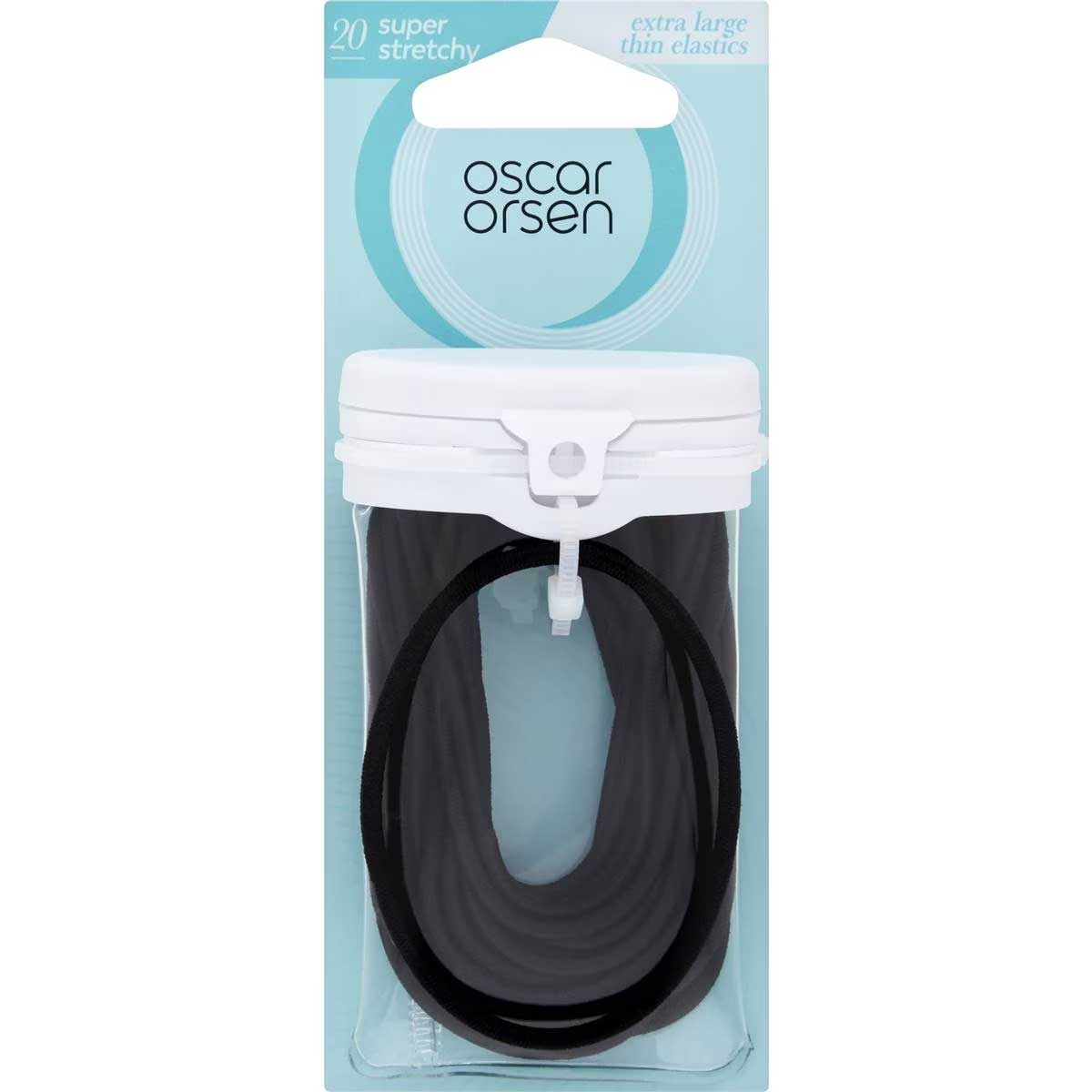 Oscar Orsen Extra Large Thin Hair Elastic Black 20 Pack